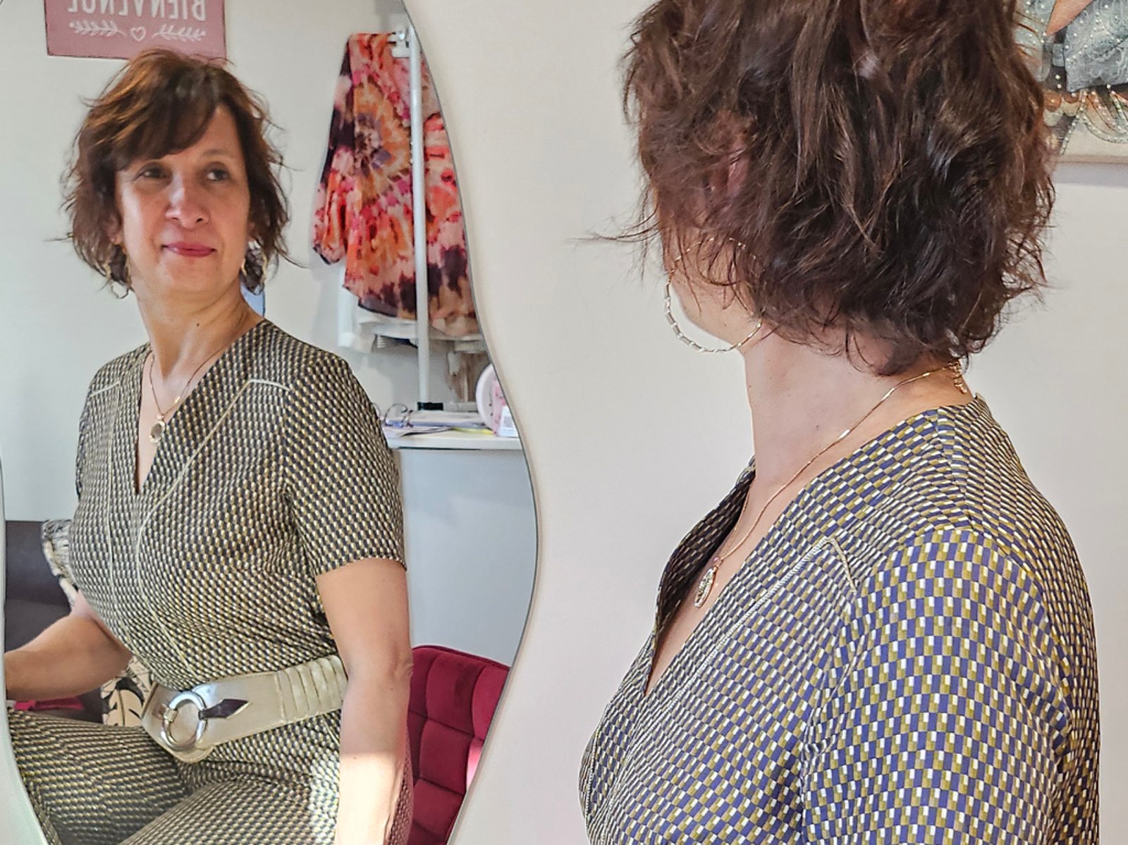 Coiffure femme vue de face et de profil