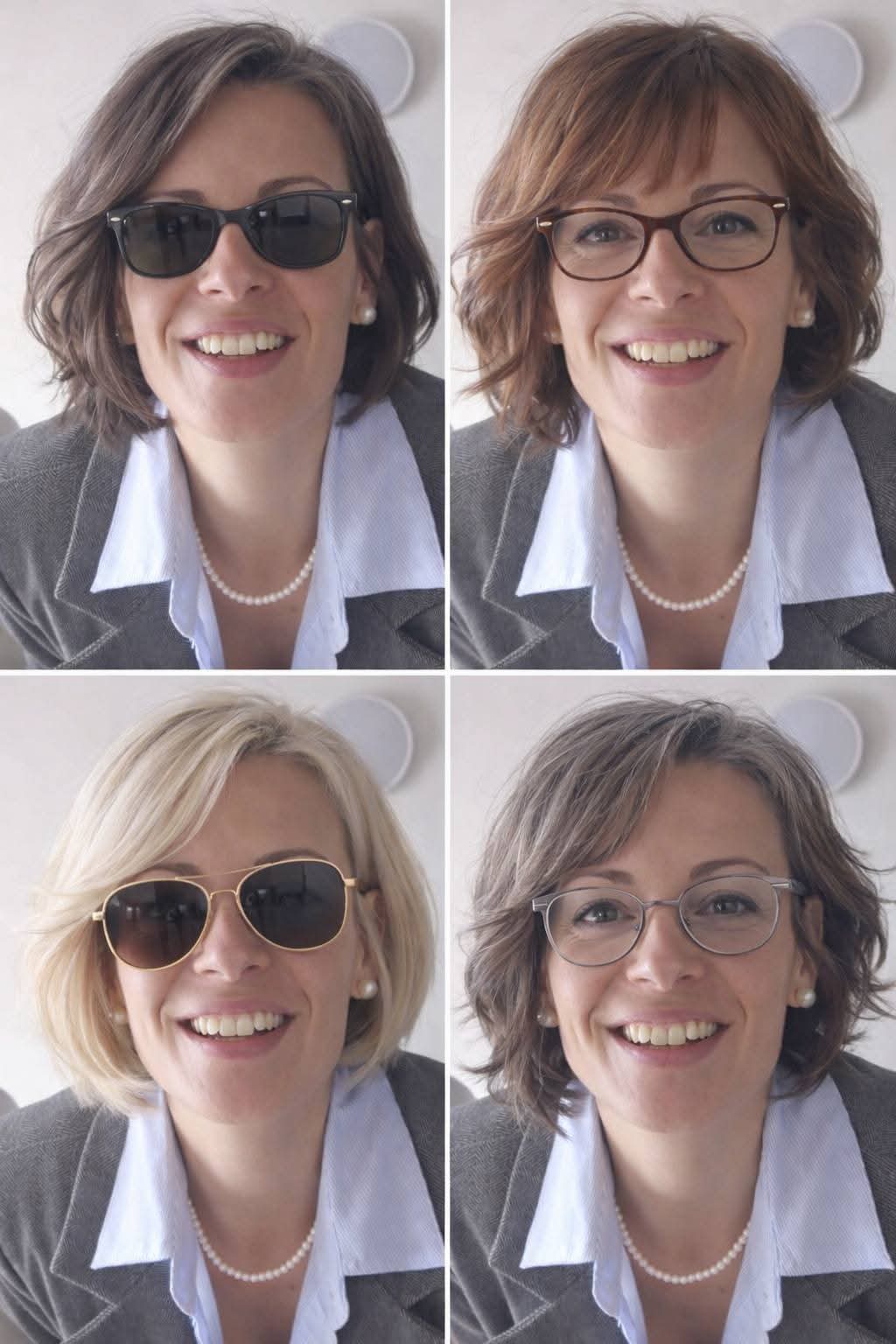 Variations de coiffure, de couleur et de lunettes sur un même visage